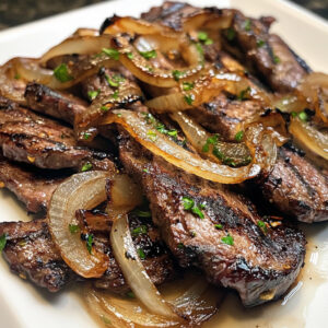 Classic Grilled Beef Liver with onions