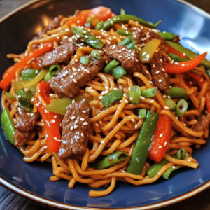 Savory beef Lo Mein Delight
