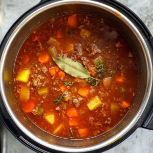 large pot filled with a rich, simmering broth
