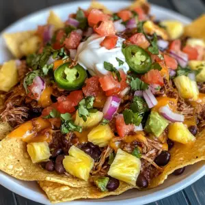 Tropical Twist bbq Pulled Pork Nachos
