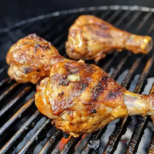 chicken leg quarters on a grill