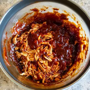 freshly shredded rotisserie chicken mixed with bbq sauce