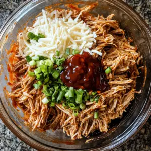 mixing bowl filled with shredded pulled pork