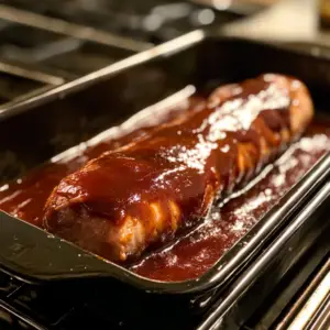 pork tenderloin resting in a baking dish