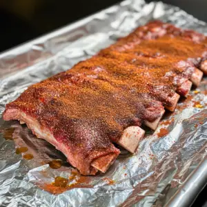 raw beef back ribs on aluminum foil