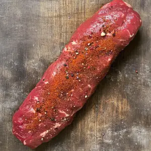 raw beef tenderloin, deep red in color