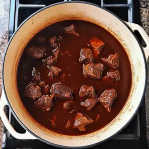 rich, slightly watery deep-red broth