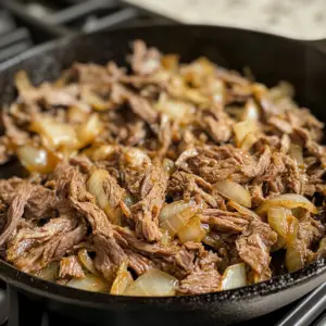 shredded canned beef and diced onions