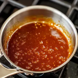 thick honey BBQ sauce simmering gently