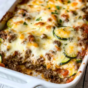 Cheesy Ground Beef and Zucchini casserole