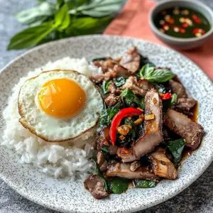 Fiery Duck Pad Kra Pao with Garlic chilies