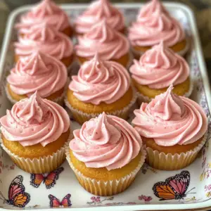 Fluffy Whipped Strawberry frosting