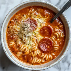 Pepperoni pizza Soup