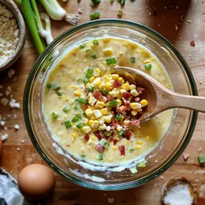 creamy mixture of buttermilk, eggs, and melted butter