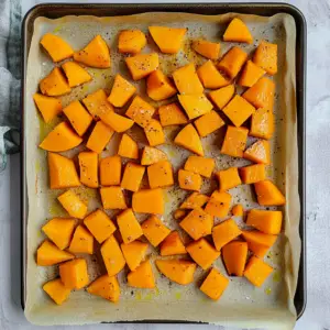 evenly cubed raw butternut squash