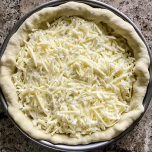 freshly rolled-out raw pizza dough