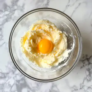 glass mixing bowl sitting on a grey and white marbled countertop