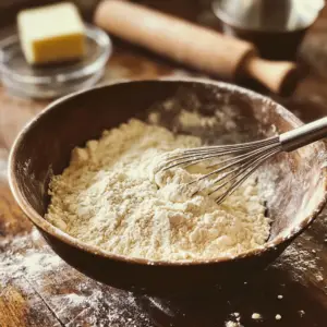 large bowl containing flour, salt, and sugar