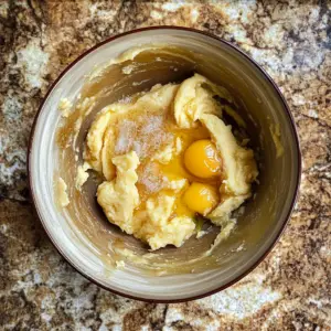 mashed bananas, sourdough discard, brown sugar, melted butter, two egg yolks, and vanilla extract