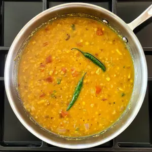 moong dal gently simmering in a rich, aromatic mixture