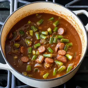 rich, reddish-brown broth