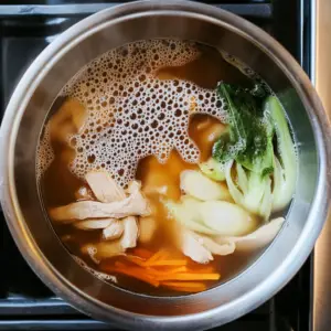 simmering dashi broth