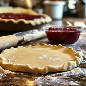 smooth, golden disc of pie dough