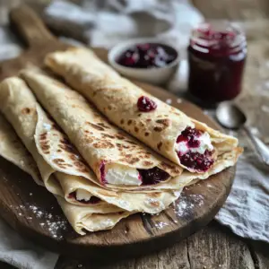 Lefse with Cream Cheese and jam