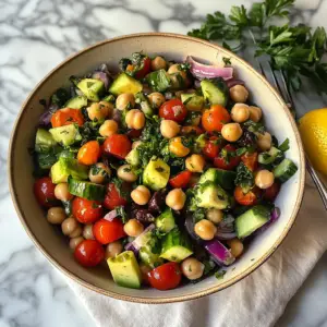Mediterranean Chickpea Bowl with Lemon Herb Dressing