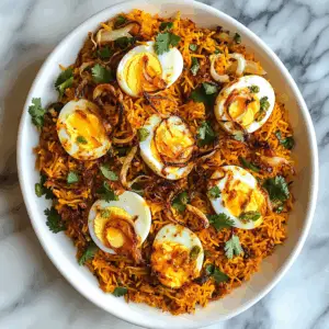 Mughlai Egg Biryani with Crispy Fried onions