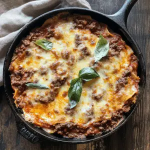 One Pan Skillet Meat Lasagna