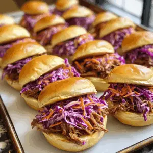 Smoky Pulled Pork Sliders with Tangy Red Cabbage slaw