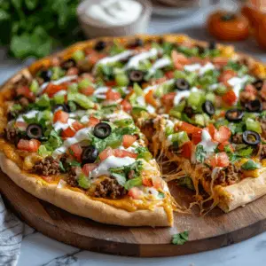 Taco Pizza with Sour Cream swirl