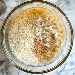 bowl filled with water and a mixture of soaking ingredients