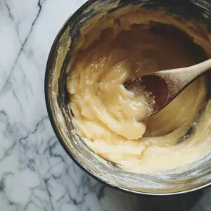 creamy mixture of solid coconut oil and maple syrup