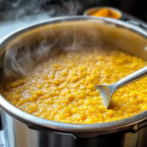 freshly cooked yellow lentils
