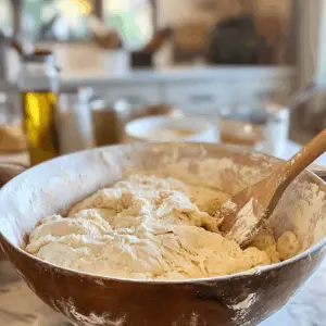 mixed dough made from flour, salt, sugar, and yeast