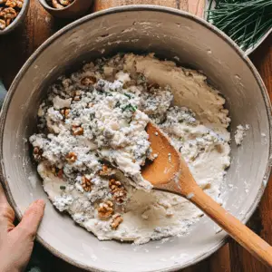 mixing bowl with a rough scone dough made of flour and butter