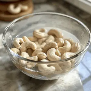 raw cashews soaked in hot water