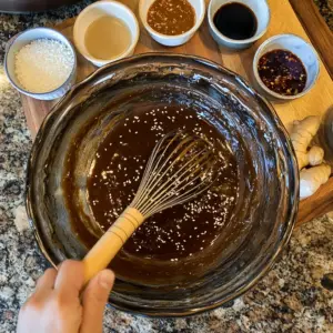 rich, caramel-brown miso glaze