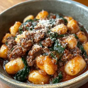 Beef Ragu with Gnocchi and spinach