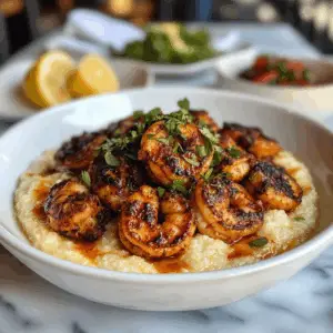 Blackened Shrimp with Creamy White Cheddar grits