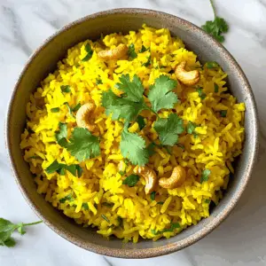 Cilantro Turmeric Rice with cashews