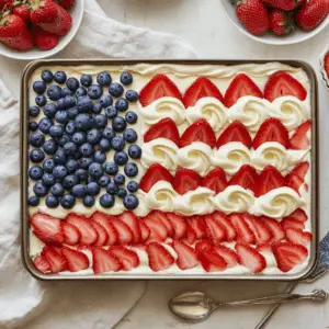 Flag Cheesecake Bars with Berry topping