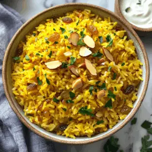 Fragrant Middle Eastern Spiced Pilaf with raisins