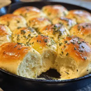 Golden Skillet Rolls with Herbs and butter