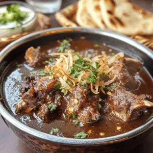 Lamb Nihari with Fried Onions and Fluffy naan