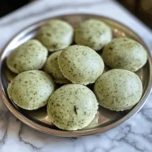 Semolina and Spinach Mini idlis