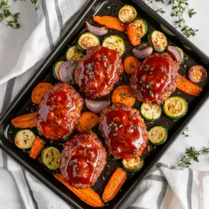 Sheet Pan Mini Meatloaves with Roasted veggies