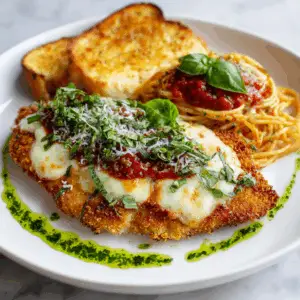 Crispy Air-Fried Chicken Parmesan with Basil oil